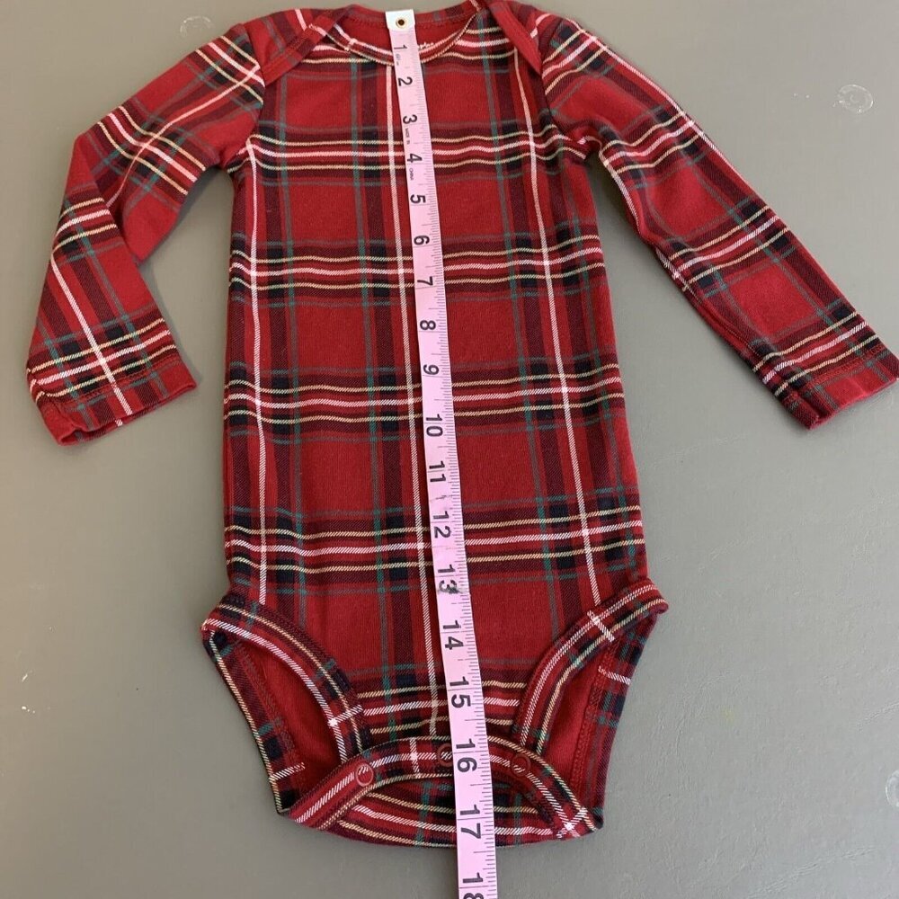 Carter’s Long Sleeve Bodysuit Red Plaid Tartan Holiday Christmas Baby 12 Months - Picture 9 of 10